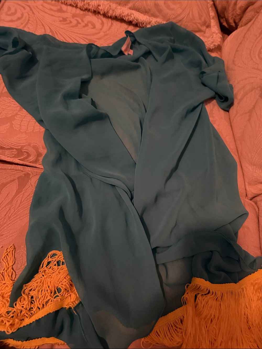 LuLaRoe Teal Fringe Kimono